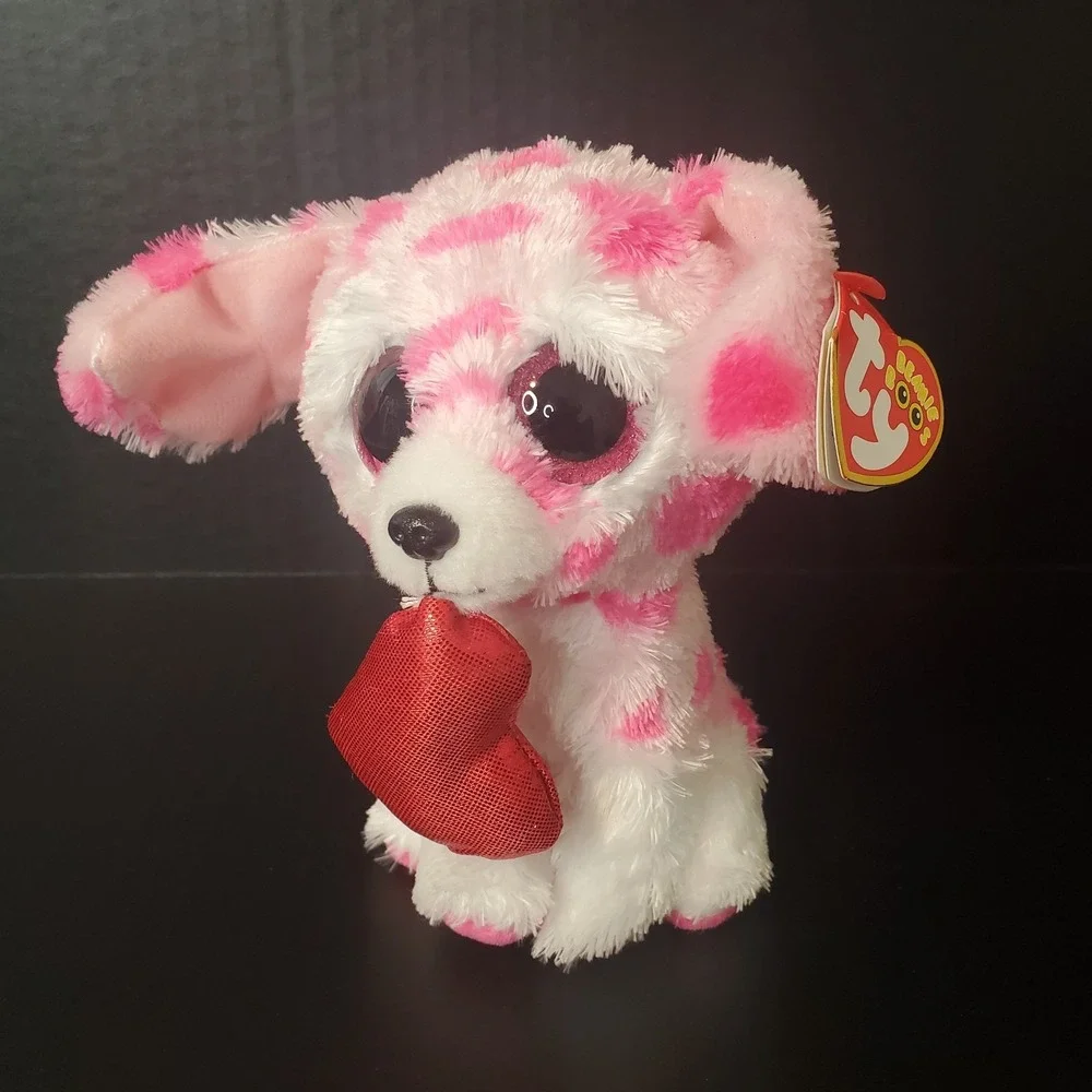 Ty Beanie Boos 2023 RORY the Valentine's Day Dog Pink Spotted 6